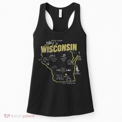 Wisconsin Map Of Memorable Spots Women's Tank Top