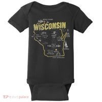 Wisconsin Map Of Memorable Spots Baby Bodysuit thumb 0