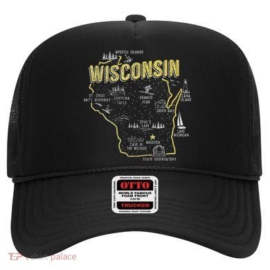 Wisconsin Map Of Memorable Spots Hat