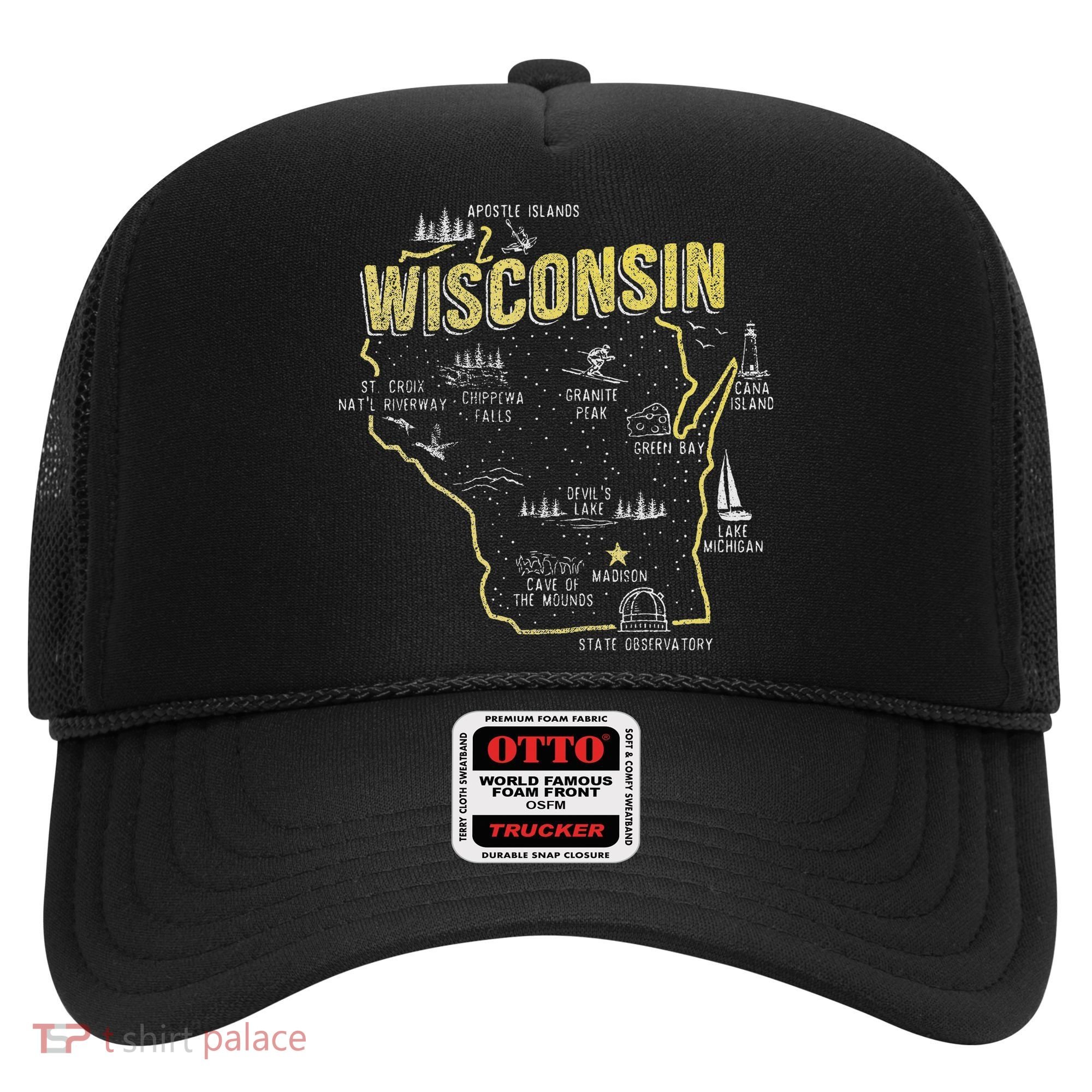 Wisconsin Map Of Memorable Spots Hat