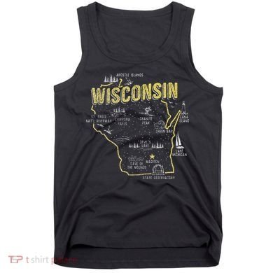 Wisconsin Map Of Memorable Spots Tank Top