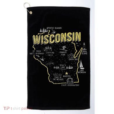 Wisconsin Map Of Memorable Spots Golf Towel