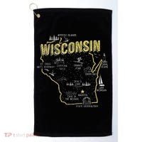 Wisconsin Map Of Memorable Spots Golf Towel thumb 0