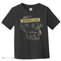 Wisconsin Map Of Memorable Spots Toddler T-Shirt thumb 0