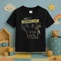 Wisconsin Map Of Memorable Spots Toddler T-Shirt thumb 3