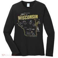 Wisconsin Map Of Memorable Spots Women's Long Sleeve Shirt thumb 0