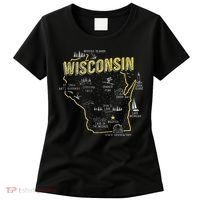 Wisconsin Map Of Memorable Spots Women's T-Shirt thumb 0