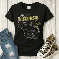 Wisconsin Map Of Memorable Spots Women's T-Shirt thumb 3