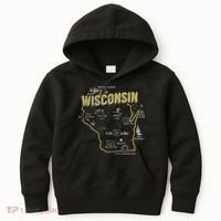 Wisconsin Map Of Memorable Spots Kids Hoodie thumb 0