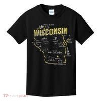 Wisconsin Map Of Memorable Spots Kids T-Shirt thumb 0