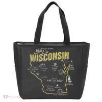 Wisconsin Map Of Memorable Spots Tote Bag thumb 0
