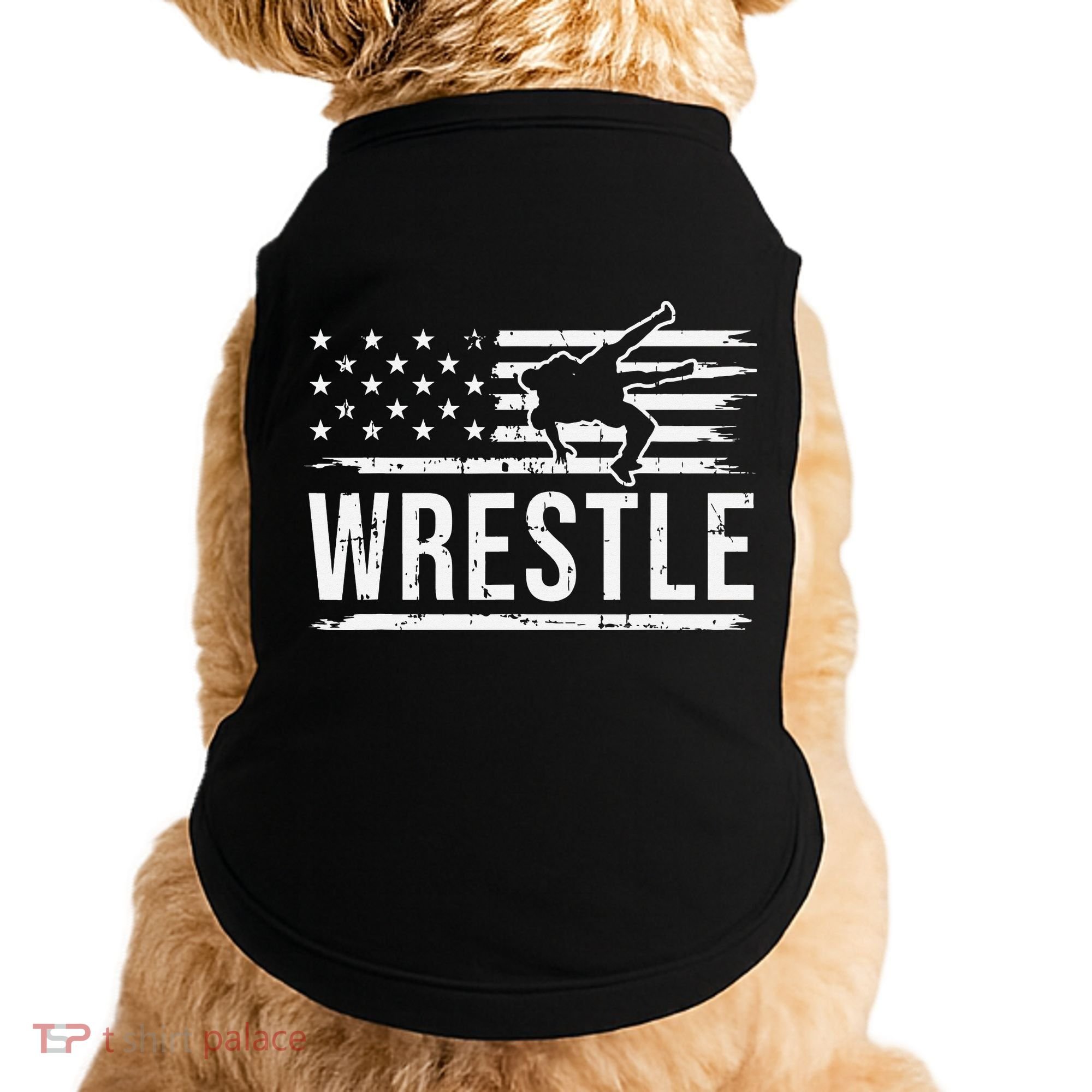 wrestling MMA patriotic flag theme for wrestler graphic  Doggie Tank