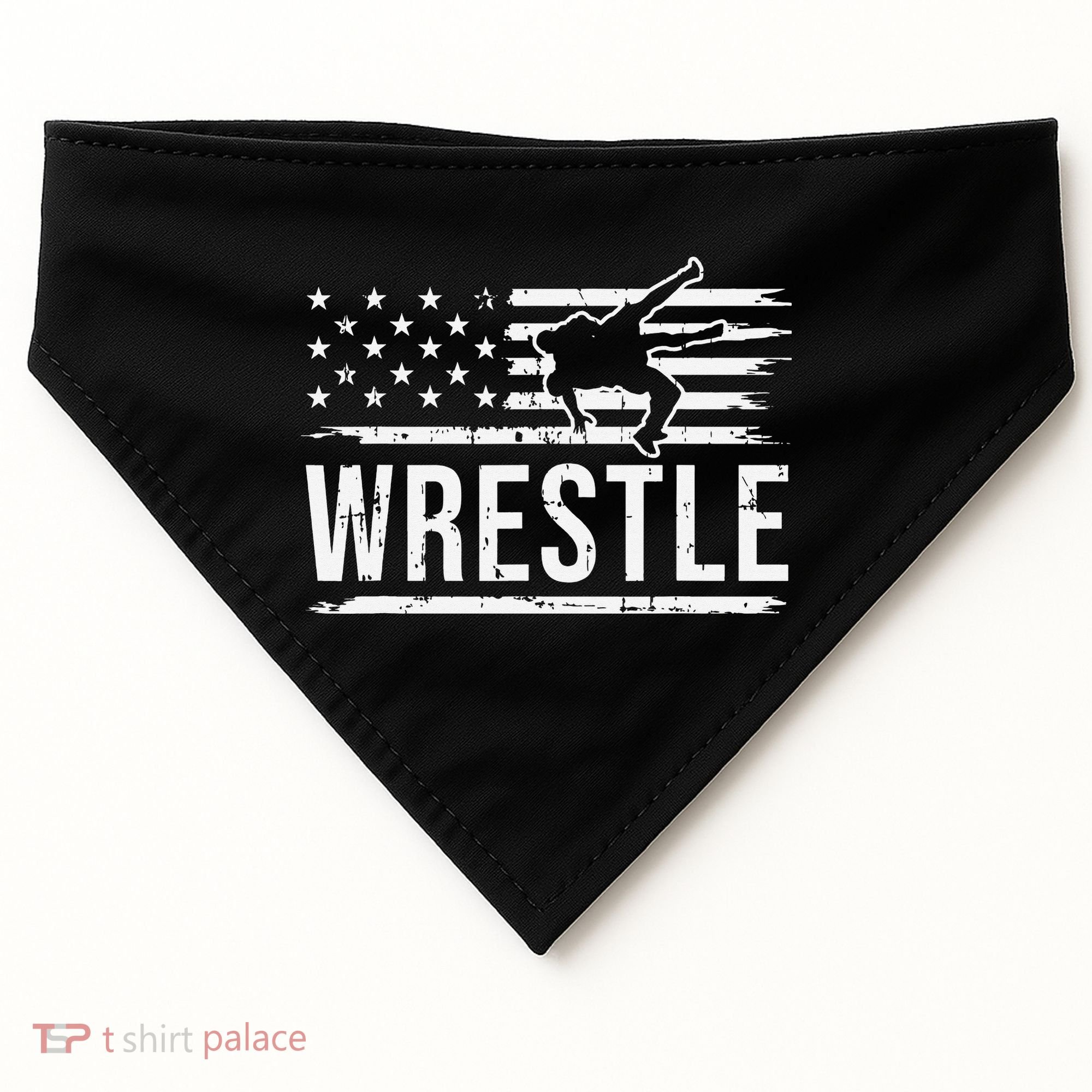 wrestling MMA patriotic flag theme for wrestler graphic  USA-Made Doggie Bandana