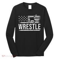 wrestling MMA patriotic flag theme for wrestler graphic  Long Sleeve Shirt thumb 0