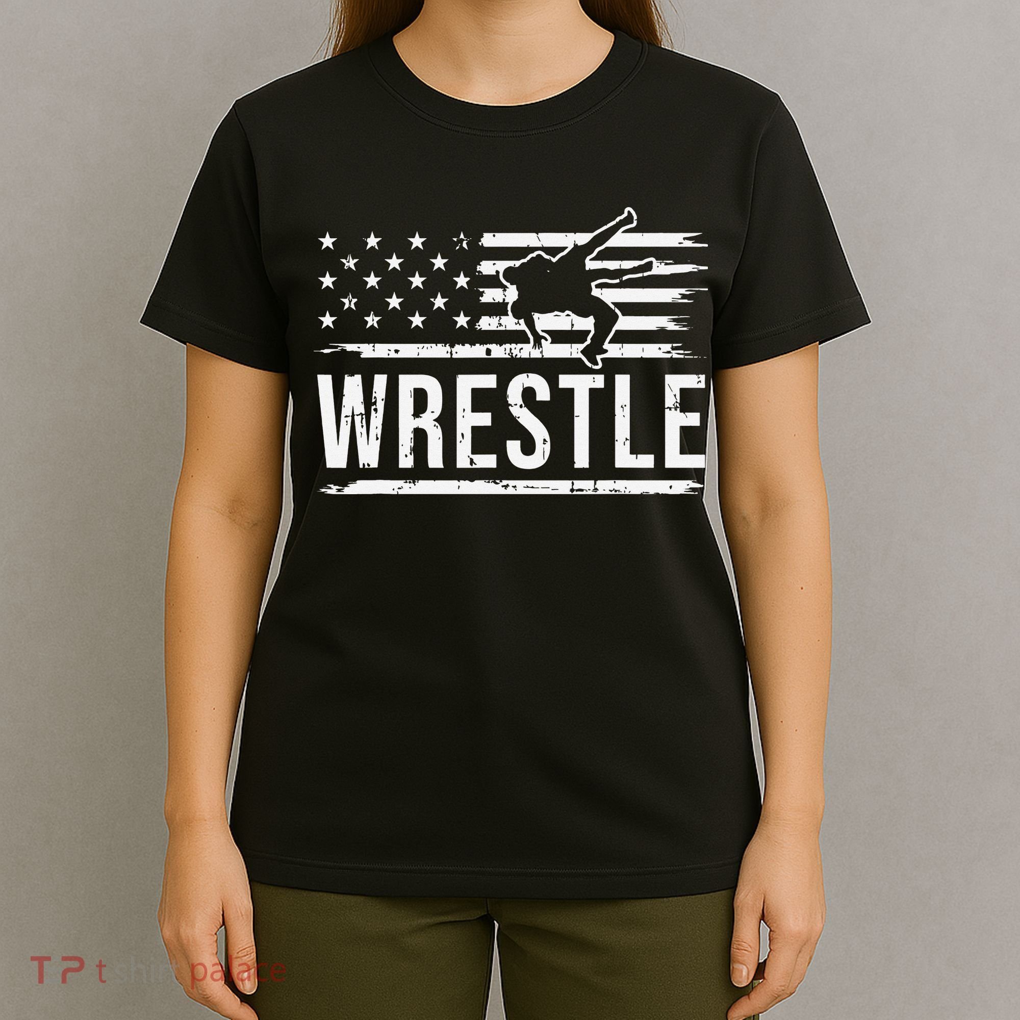 wrestling MMA patriotic flag theme for wrestler graphic  T-Shirt
