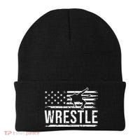 wrestling MMA patriotic flag theme for wrestler graphic  Beanie thumb 0