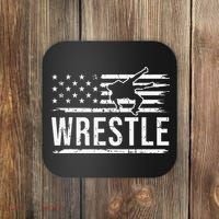 wrestling MMA patriotic flag theme for wrestler graphic  Coaster thumb 0