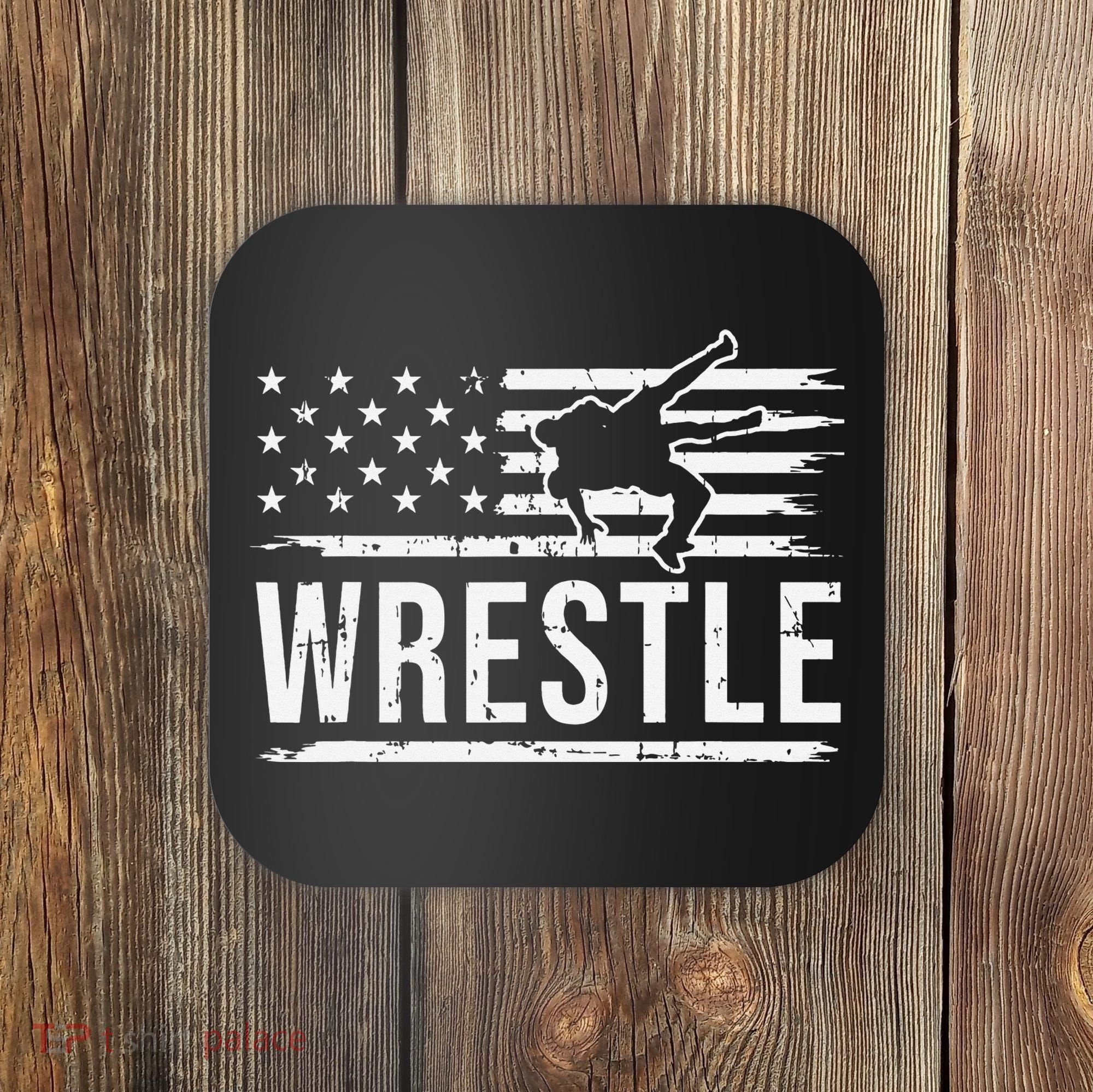 wrestling MMA patriotic flag theme for wrestler graphic  Coaster