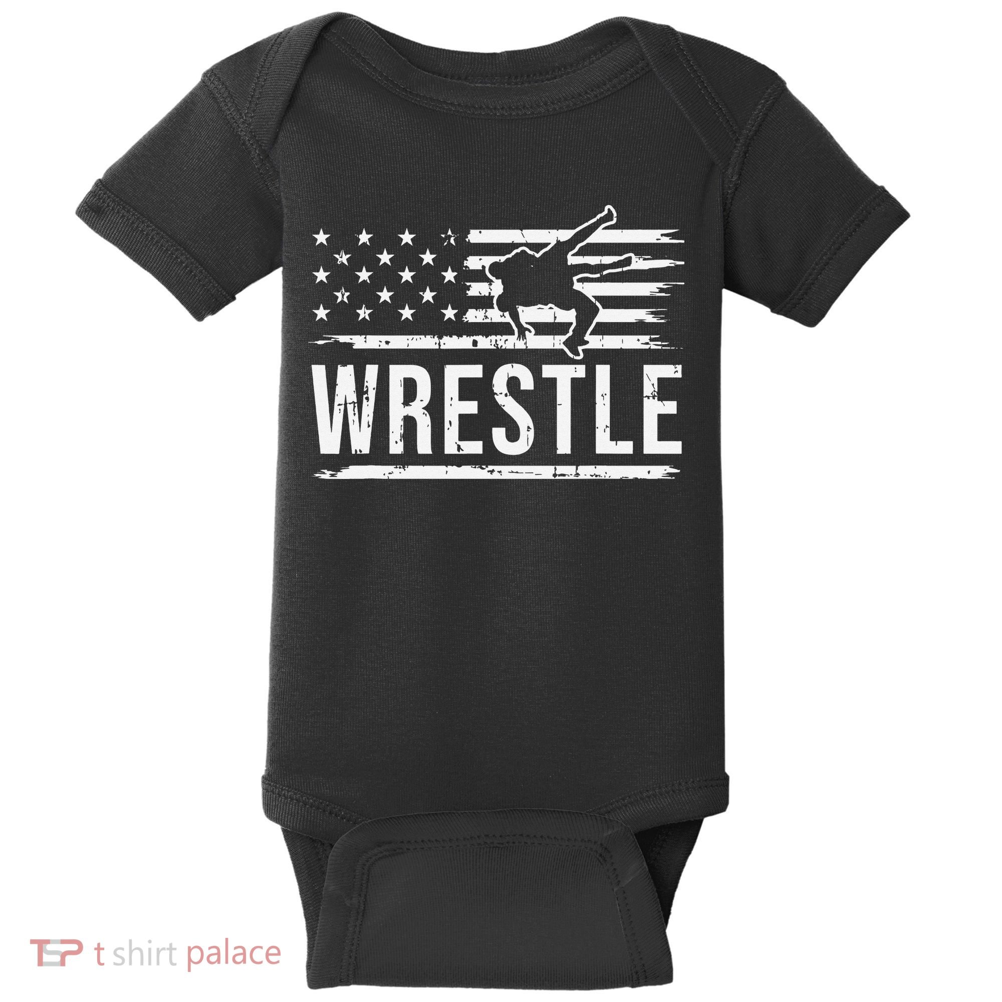 wrestling MMA patriotic flag theme for wrestler graphic  Baby Bodysuit