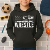 wrestling MMA patriotic flag theme for wrestler graphic  Kids Hoodie thumb 2