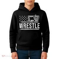 wrestling MMA patriotic flag theme for wrestler graphic  Kids Hoodie thumb 4