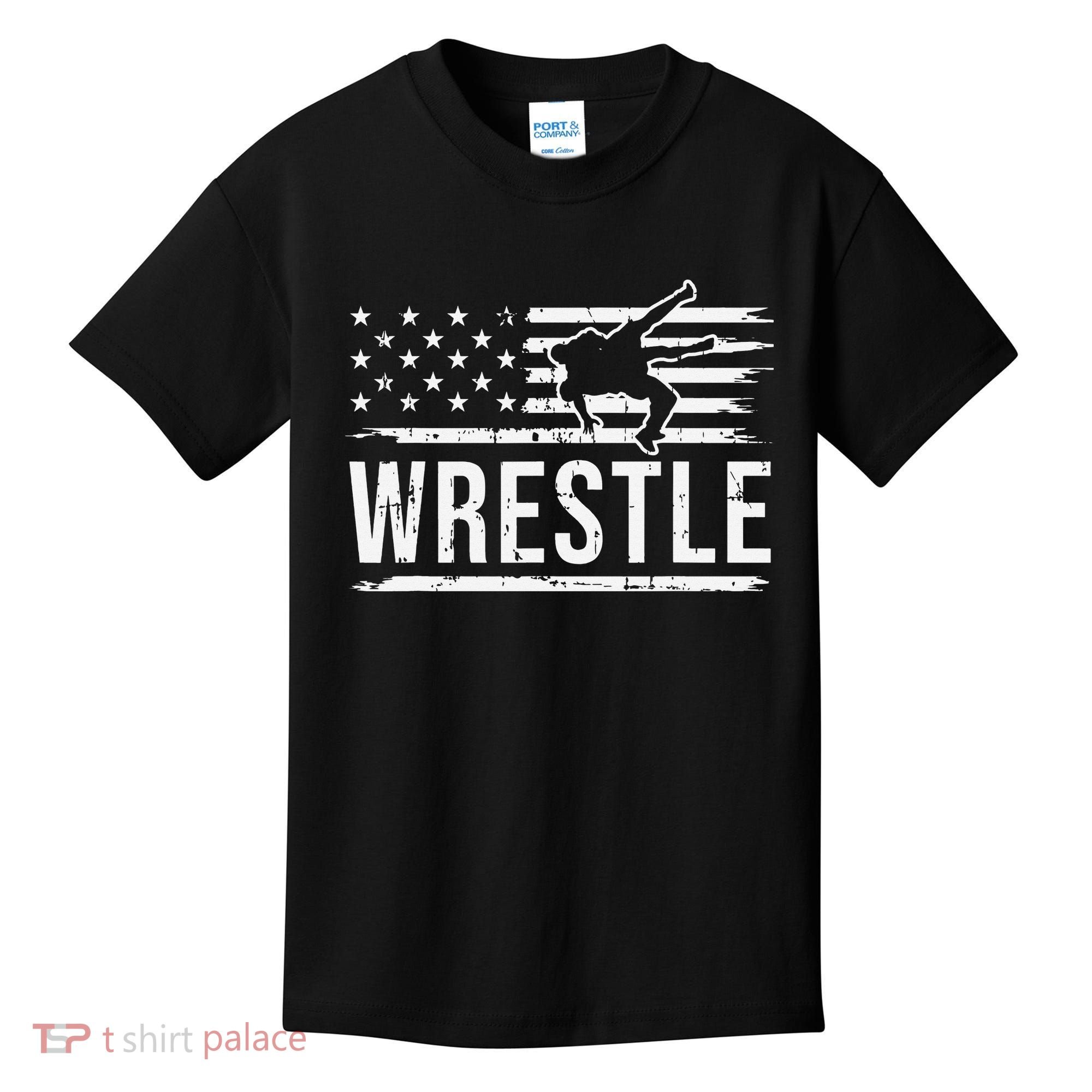 wrestling MMA patriotic flag theme for wrestler graphic  Kids T-Shirt