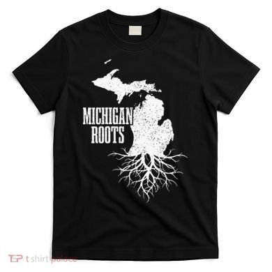Womens Michigan Roots Vintage Pride State Map Gift T-Shirt
