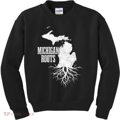 Womens Michigan Roots Vintage Pride State Map Gift Kids Sweatshirt