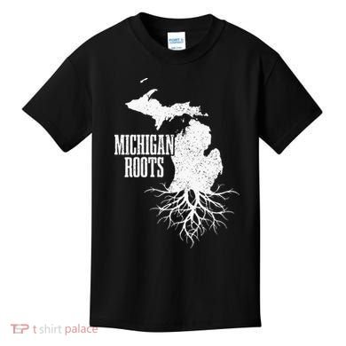 Womens Michigan Roots Vintage Pride State Map Gift Kids T-Shirt