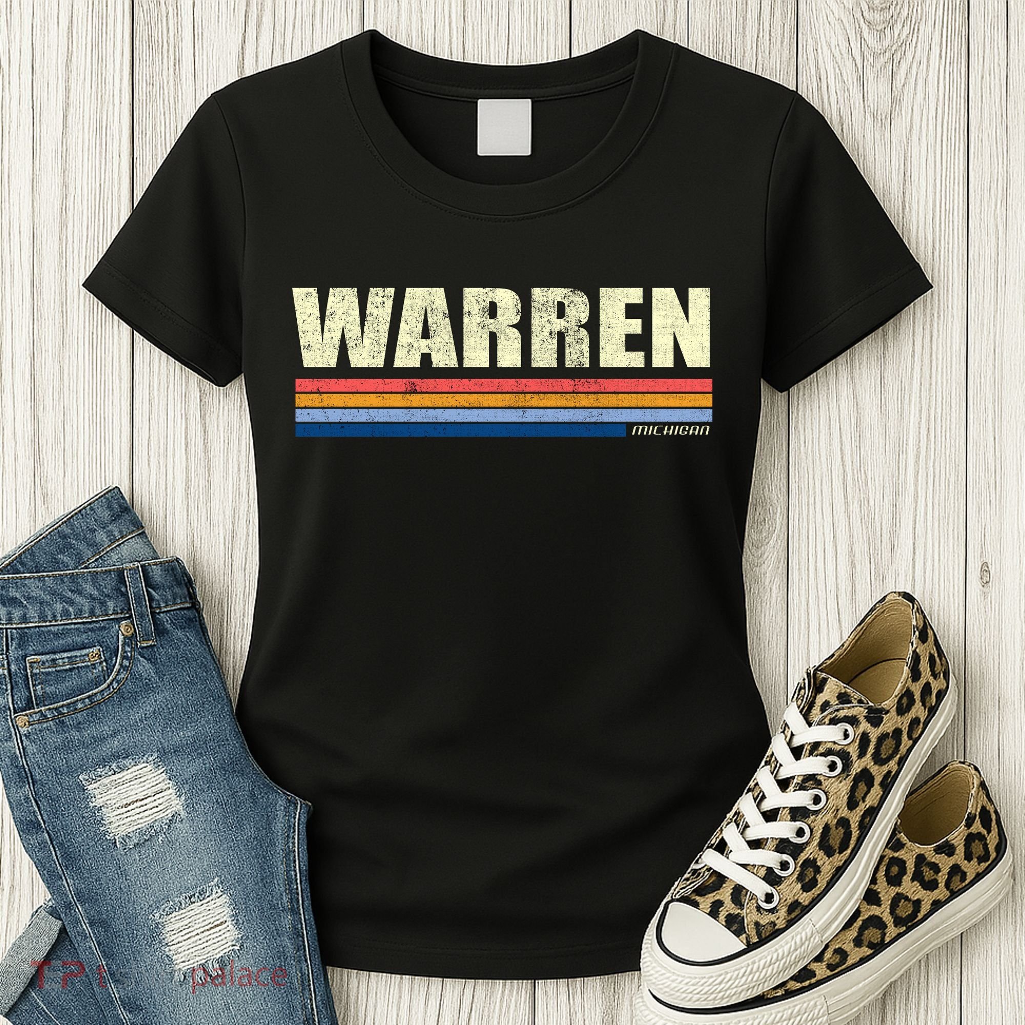 Warren Michigan Retro Style 1980's Logo Women's T-Shirt