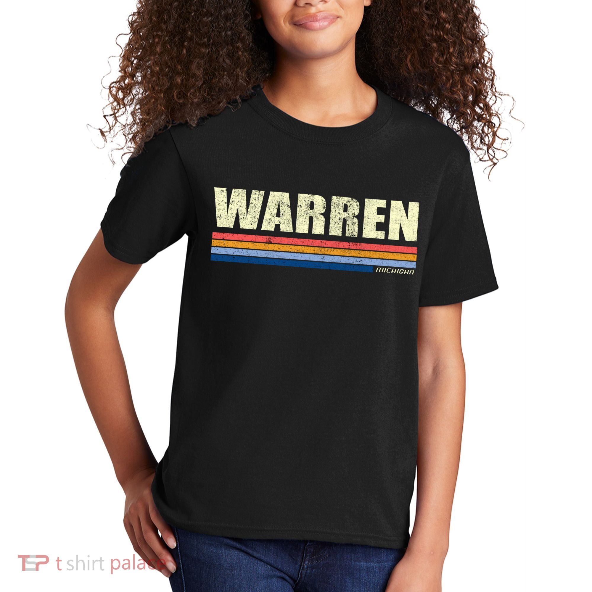 Warren Michigan Retro Style 1980's Logo Kids T-Shirt