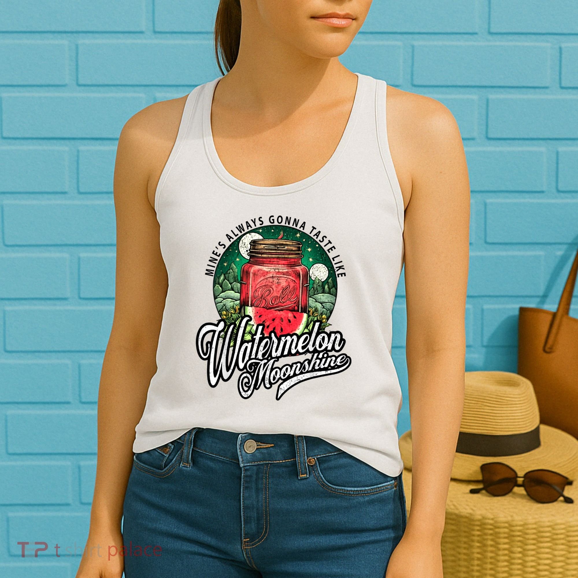 Watermelon Moonshine Retro Country Music Women's Tank Top