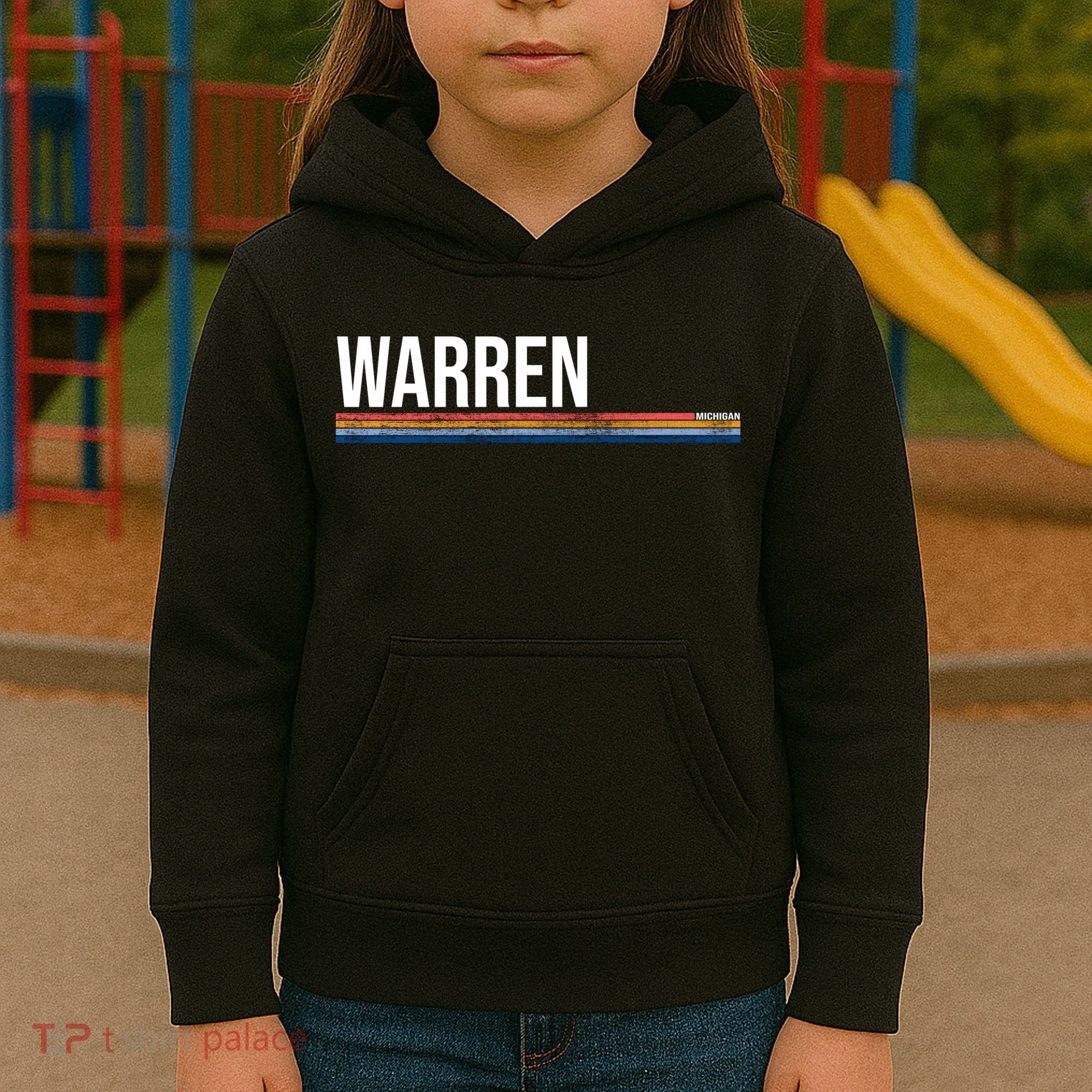 Warren Michigan Retro Logo Kids Hoodie