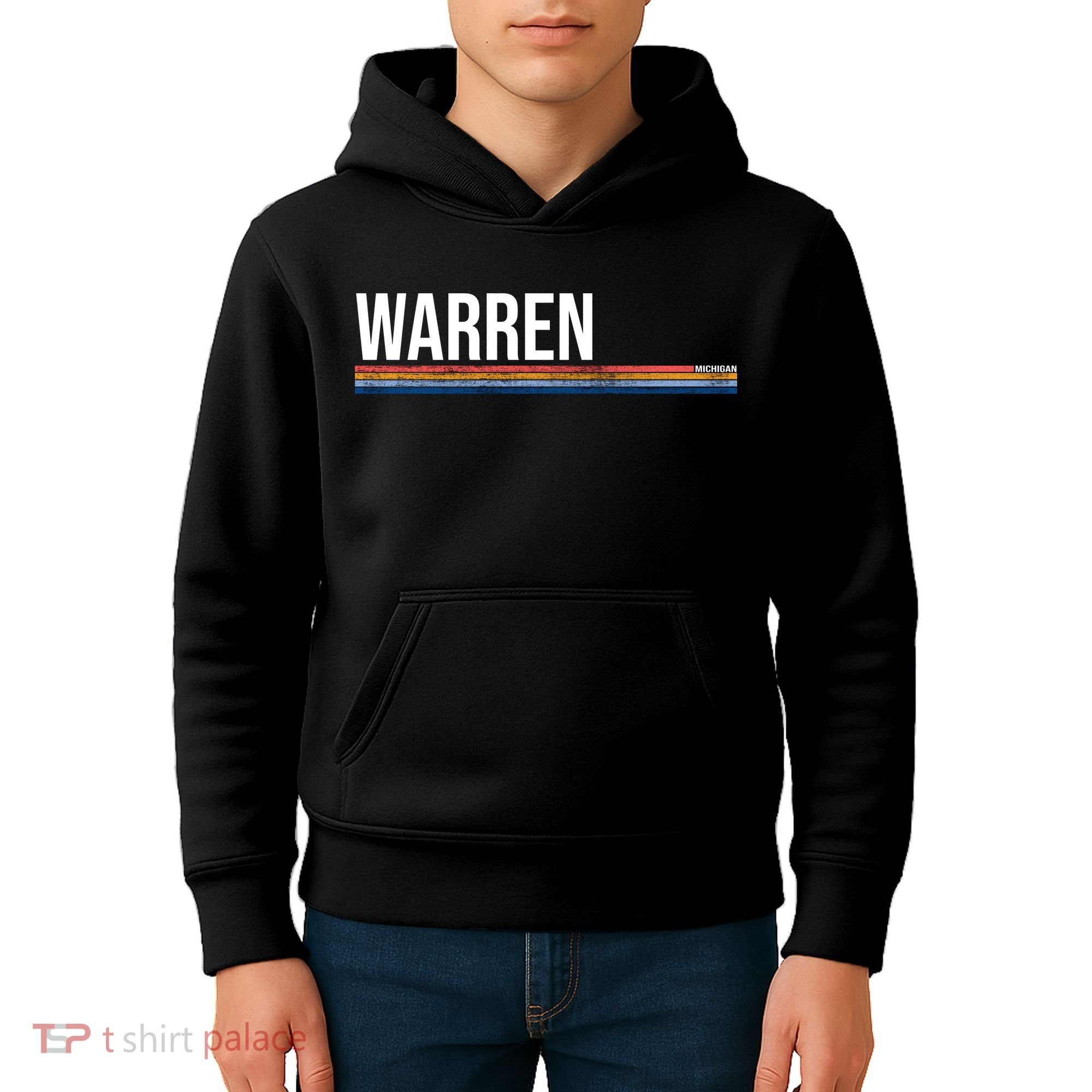 Warren Michigan Retro Logo Kids Hoodie