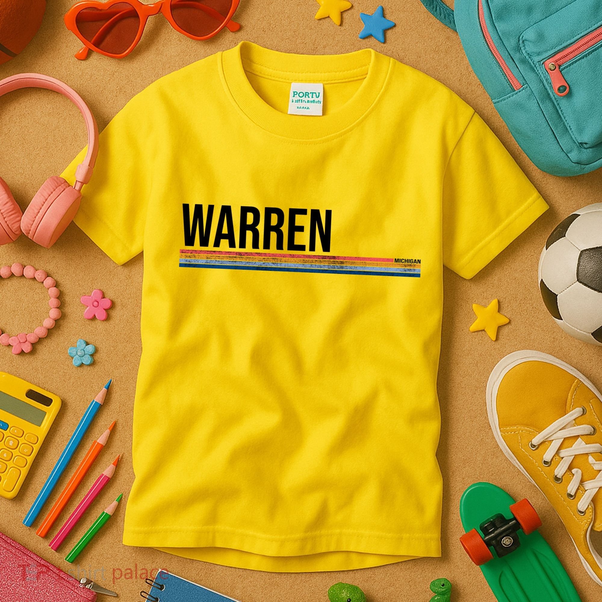 Warren Michigan Retro Logo Kids T-Shirt