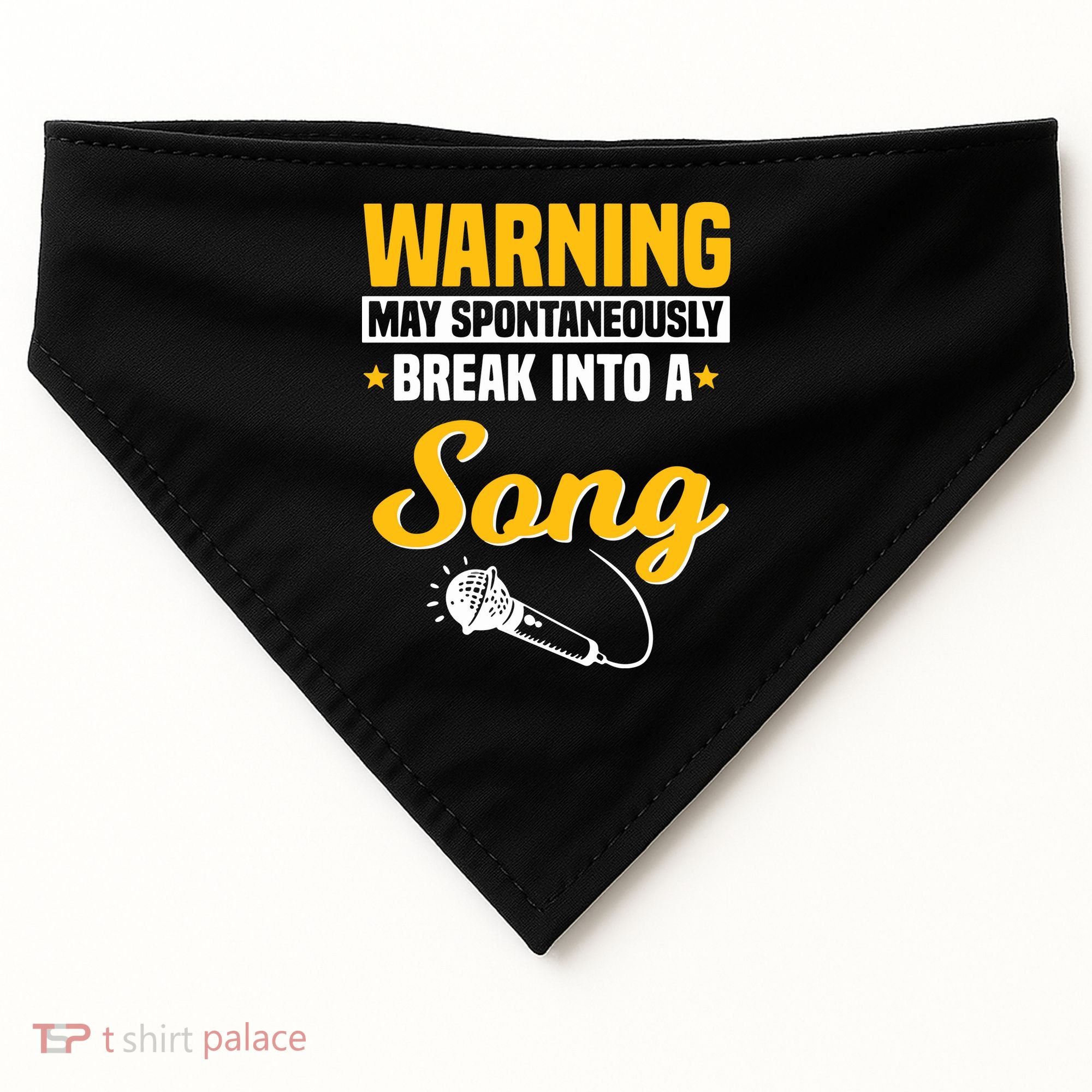 Warning May Spontaneously Break Into A Song Karaoke Lover USA-Made Doggie Bandana