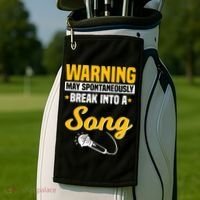 Warning May Spontaneously Break Into A Song Karaoke Lover Golf Towel thumb 2