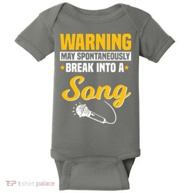 Warning May Spontaneously Break Into A Song Karaoke Lover Baby Bodysuit