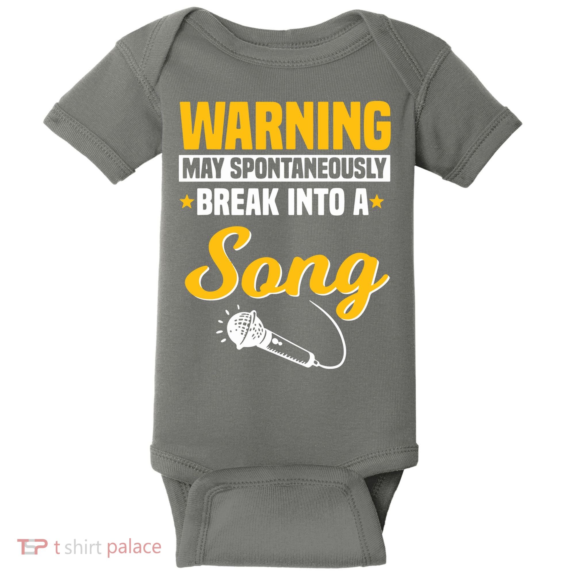 Warning May Spontaneously Break Into A Song Karaoke Lover Baby Bodysuit
