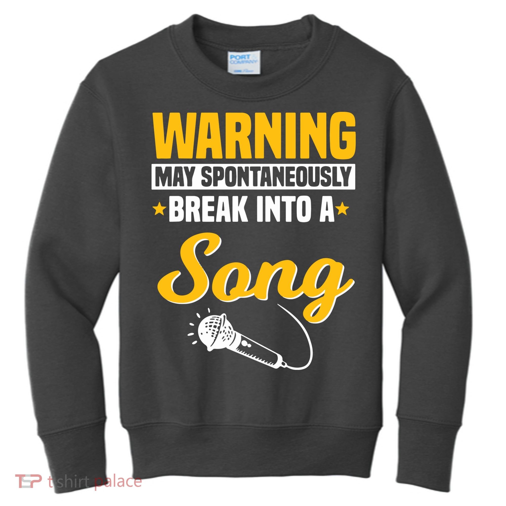Warning May Spontaneously Break Into A Song Karaoke Lover Kids Sweatshirt