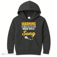 Warning May Spontaneously Break Into A Song Karaoke Lover Kids Hoodie thumb 0