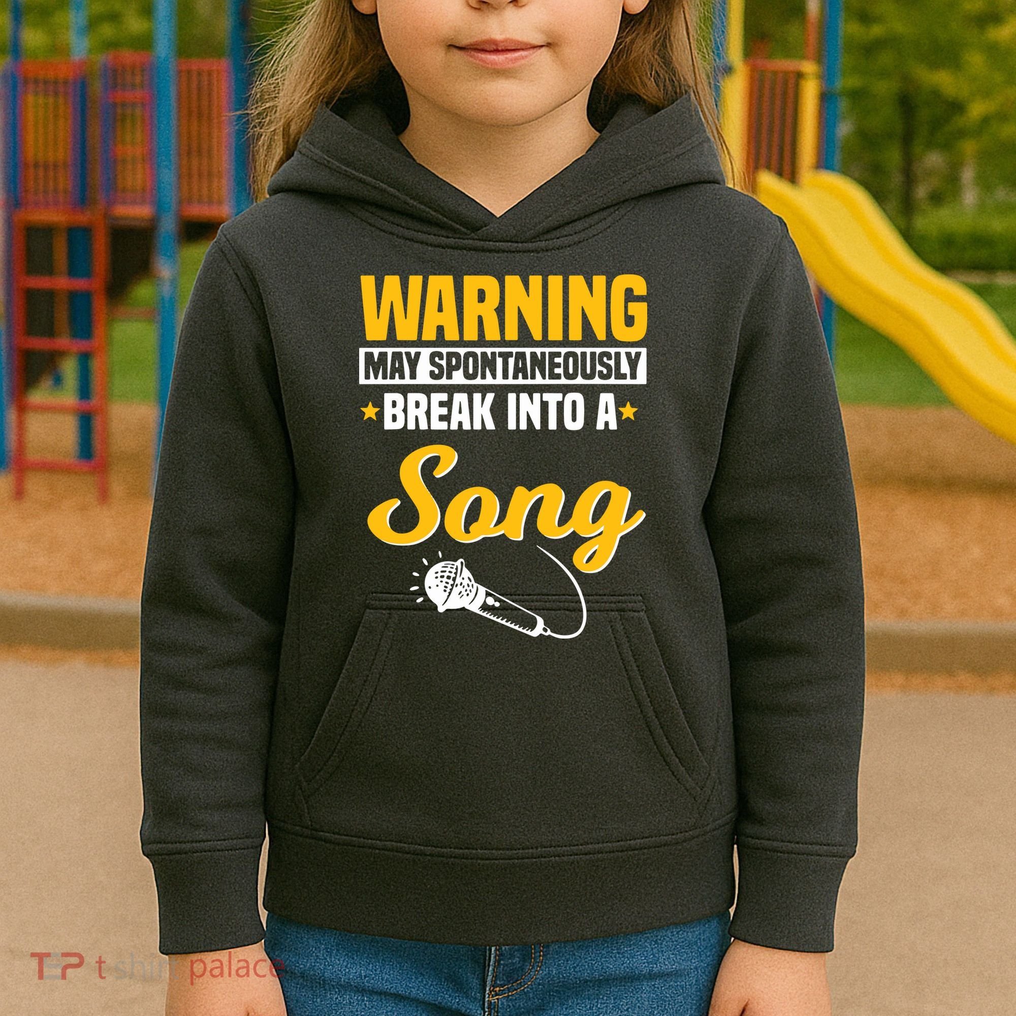 Warning May Spontaneously Break Into A Song Karaoke Lover Kids Hoodie