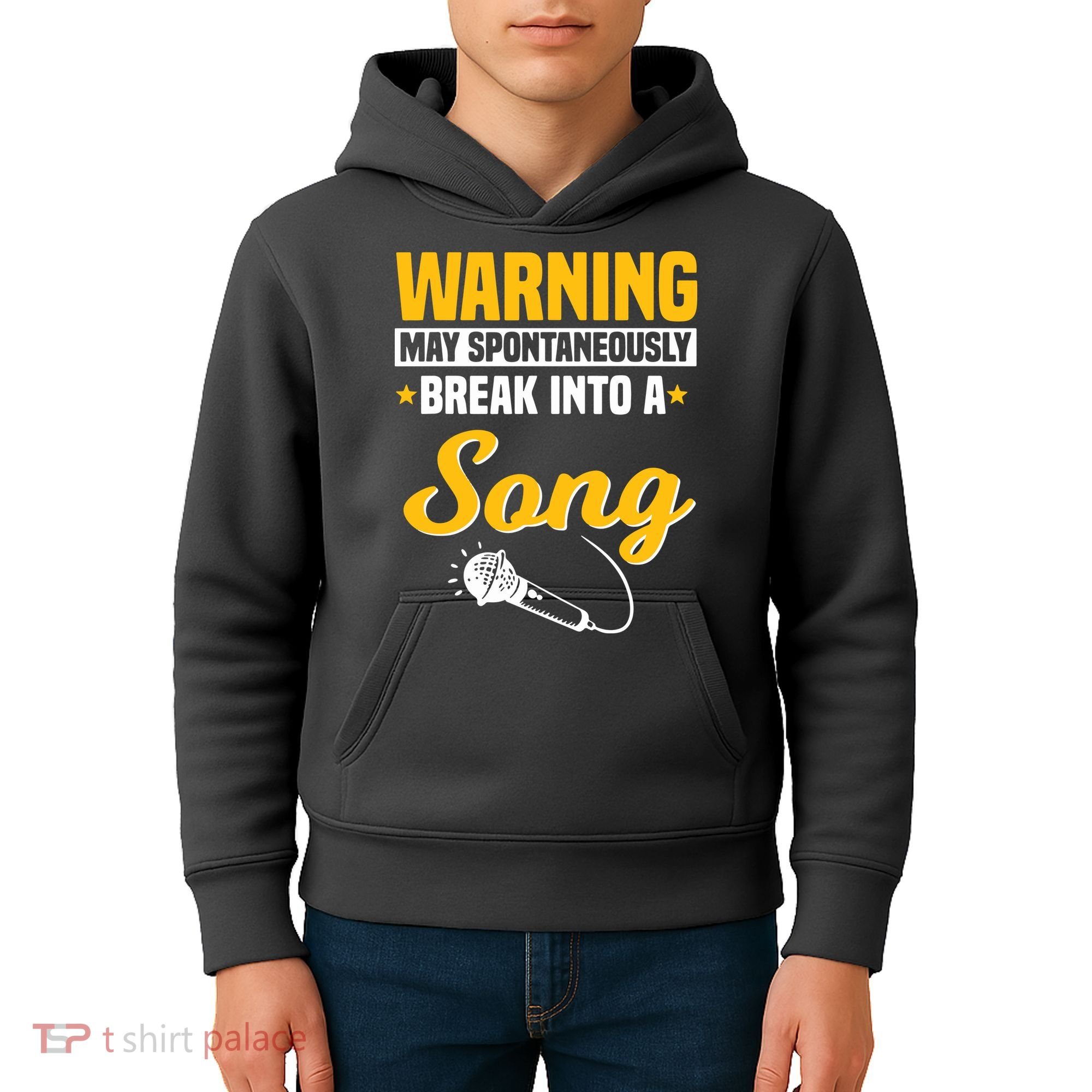 Warning May Spontaneously Break Into A Song Karaoke Lover Kids Hoodie