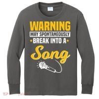 Warning May Spontaneously Break Into A Song Karaoke Lover Kids Long Sleeve Shirt thumb 0