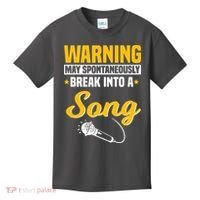 Warning May Spontaneously Break Into A Song Karaoke Lover Kids T-Shirt thumb 0