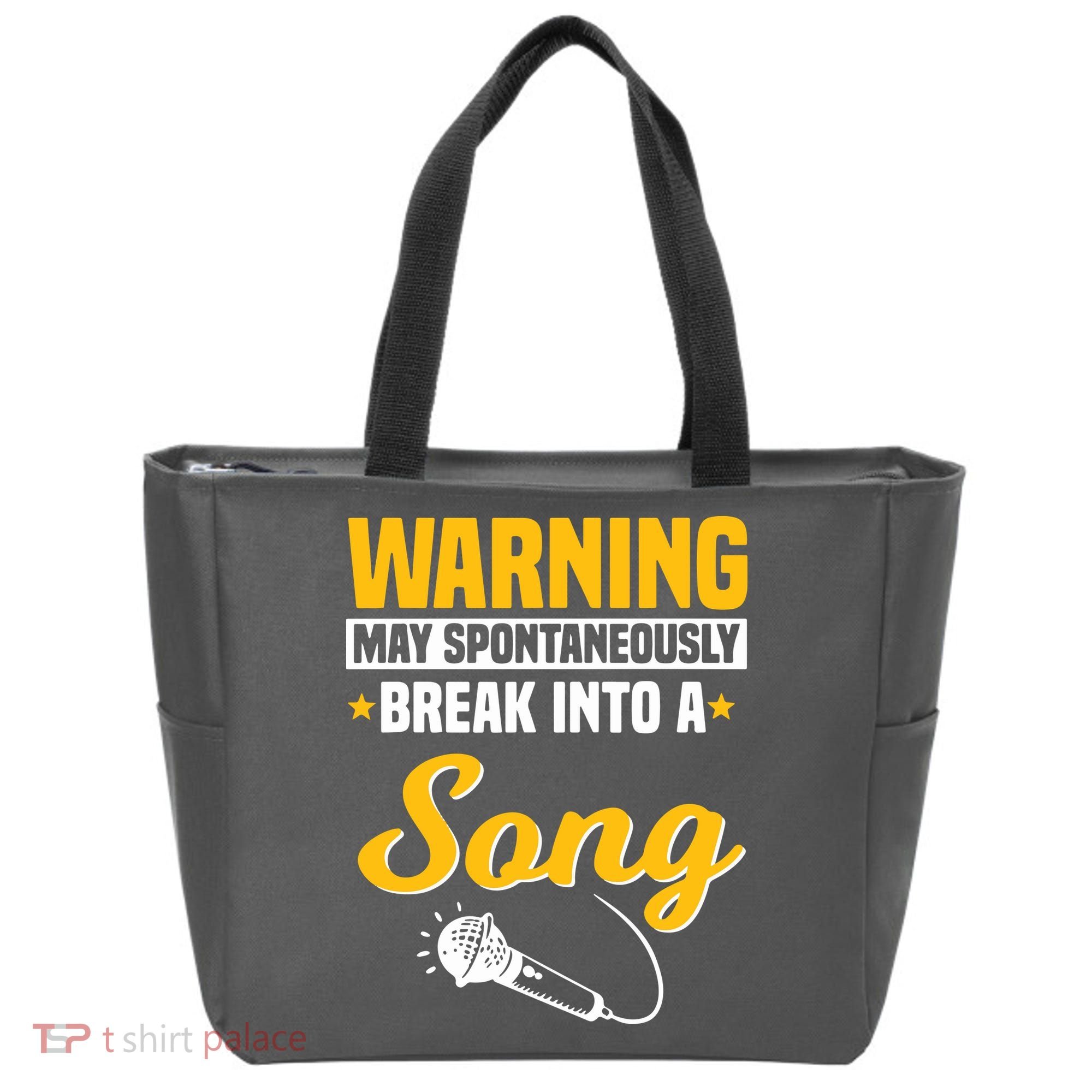 Warning May Spontaneously Break Into A Song Karaoke Lover Tote Bag