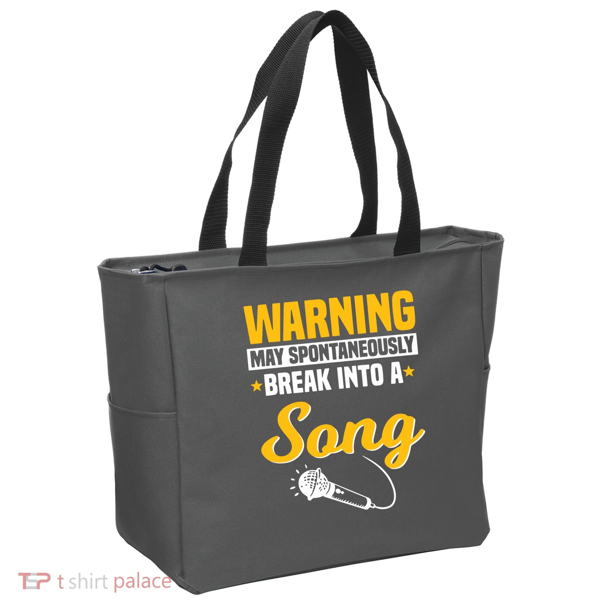 Warning May Spontaneously Break Into A Song Karaoke Lover Tote Bag
