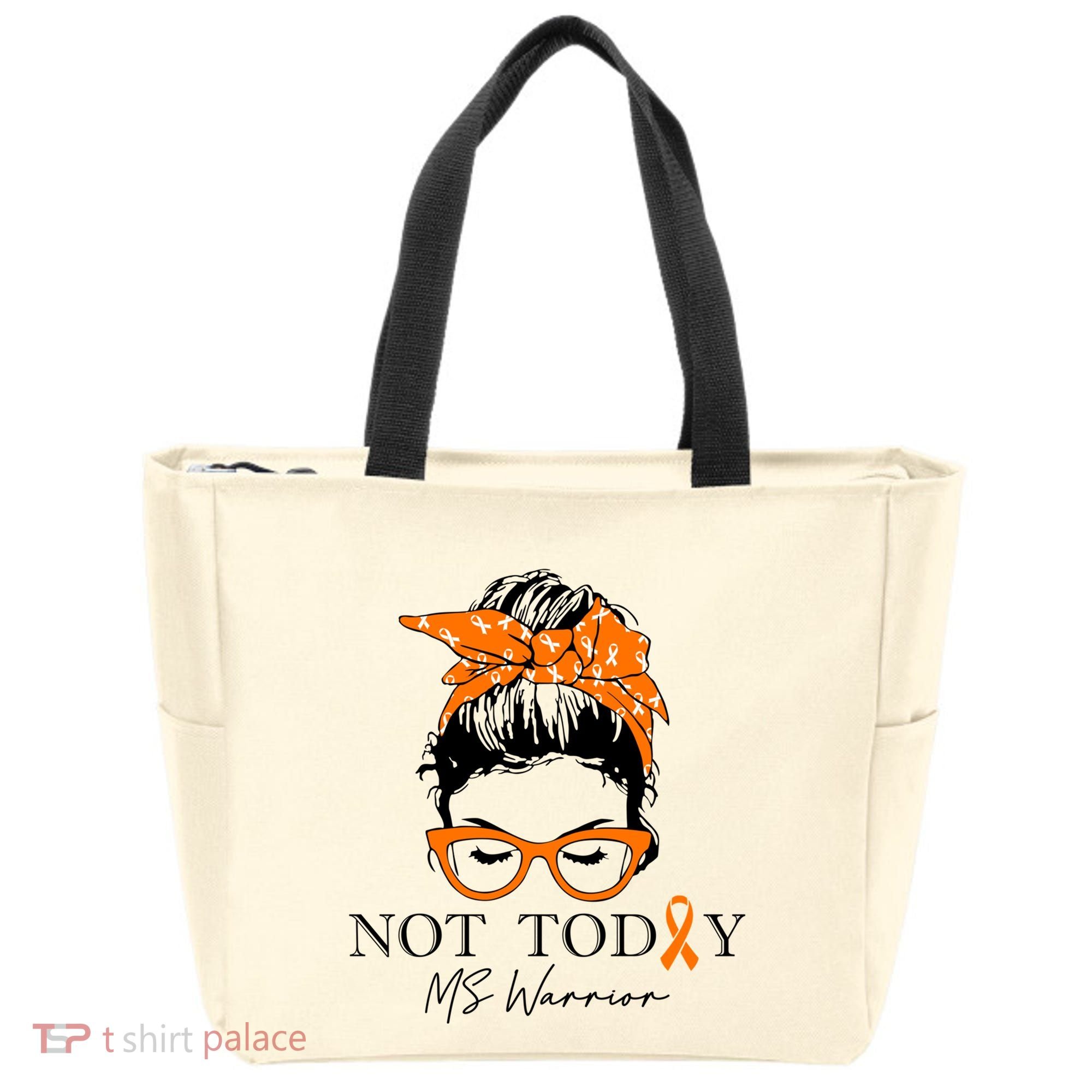 Wo Multiple Sclerosis Awareness Messy Bun Ms Warrior Gift Tote Bag
