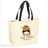 Wo Multiple Sclerosis Awareness Messy Bun Ms Warrior Gift Tote Bag thumb 2