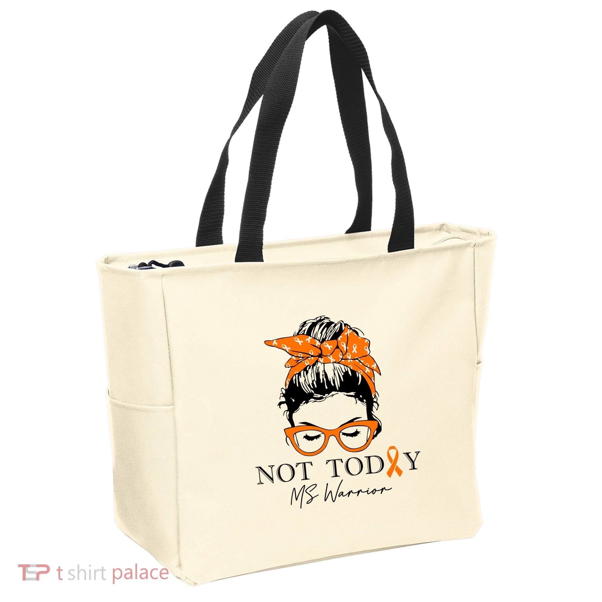 Wo Multiple Sclerosis Awareness Messy Bun Ms Warrior Gift Tote Bag